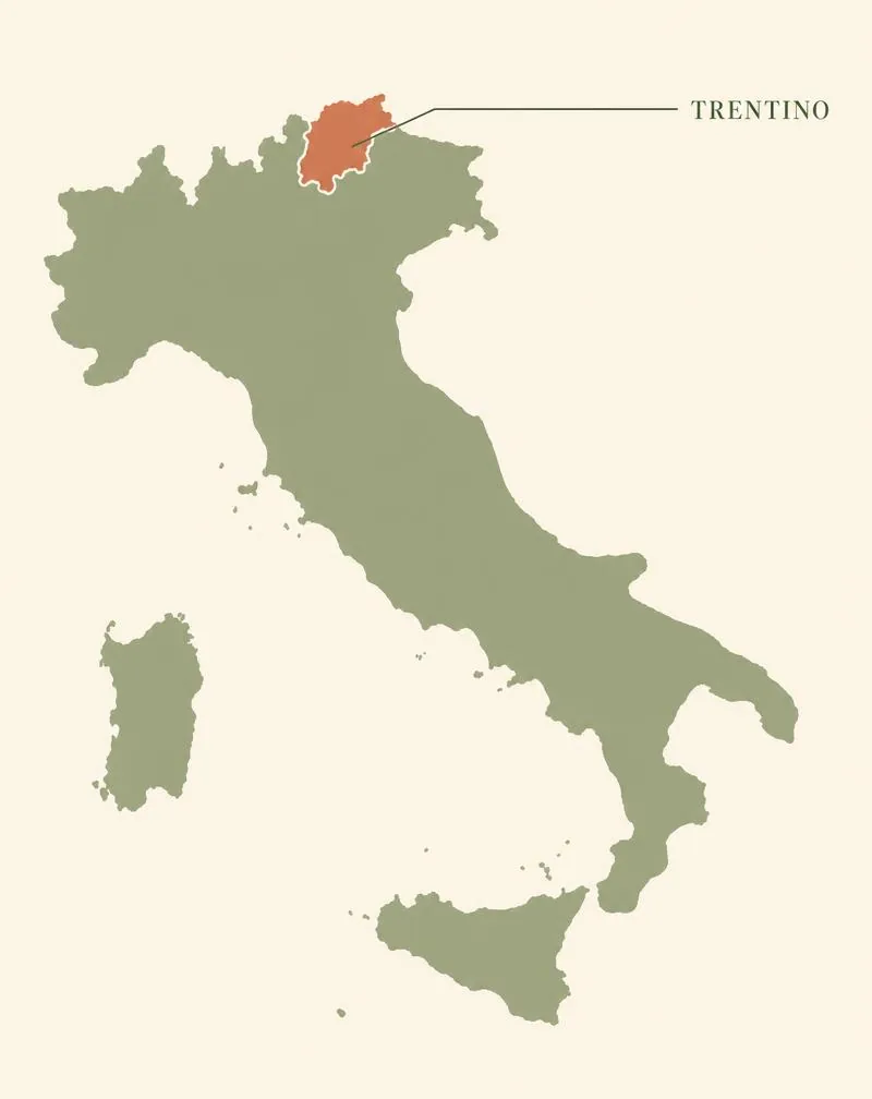 Map of Italy with Trentino-Alto Adige highlighted